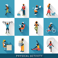 modern physical activity icons set