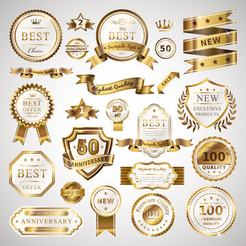 golden business labels set