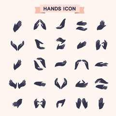 various hand gestures icons set
