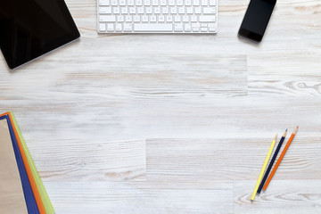 Empty workspace on wooden table