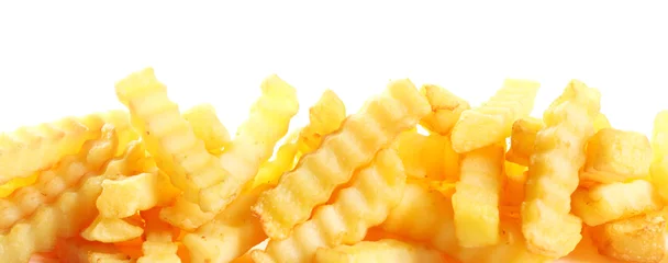 Fototapeten Crinkle cut fried potato chips banner © exclusive-design