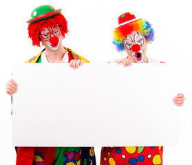 clowns zeigen werbeplakat