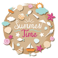 Sea Shell and Summer Objects Icons Heading