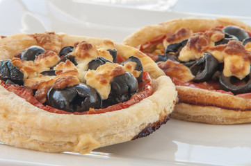 Close up of mini pizzas