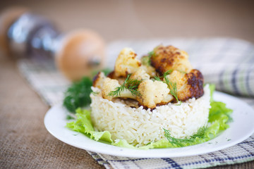 fried cauliflower with boiled rice