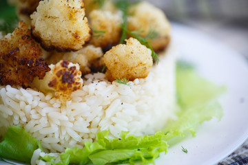 fried cauliflower with boiled rice