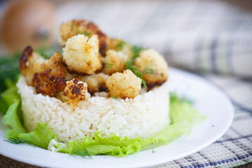 fried cauliflower with boiled rice