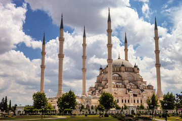large mosque with six minarets