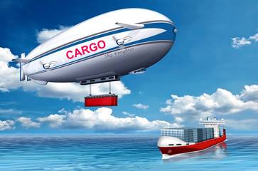 Cargo Zeppelin, Schwerlast - Luftschiff mit Container über Ozea