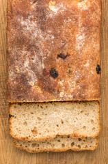 Sliced loaf of homemade unleavened wheat bread