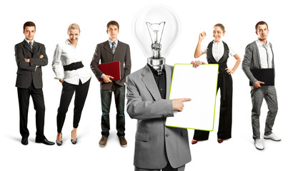 Business Team With Lamp Head