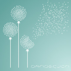 Abstract background with dandelions in the wind.