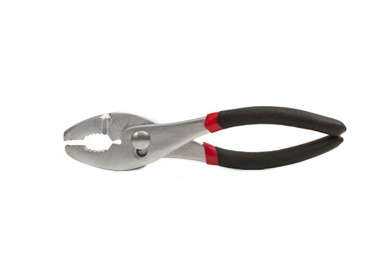 Pinza Herramienta de trabajo sobre fondo blanco aislado. Vista superior. Copy space
