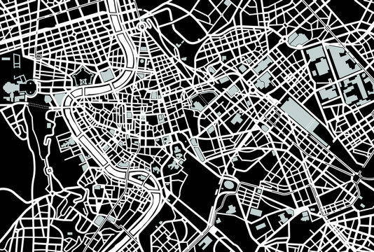 Rome black and white map