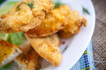 chicken fried in batter with dill