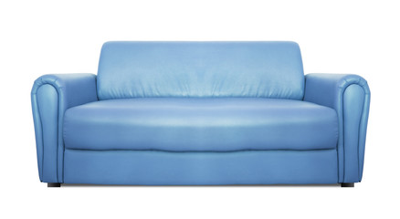 Blue sofa on white background