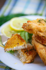 chicken fried in batter with dill