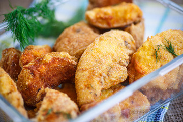 chicken fried in batter with dill