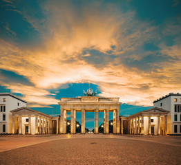 Brandenburg Gate at sunset, toned image © tilialucida