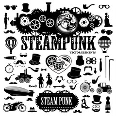 Steampunk elements. Vector icons © GabrieC