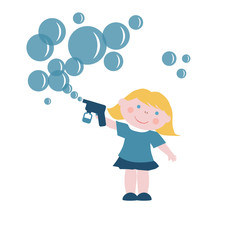 Little girl with soap bubbles