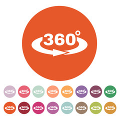 The Angle 360 degrees icon. Rotation symbol. Flat