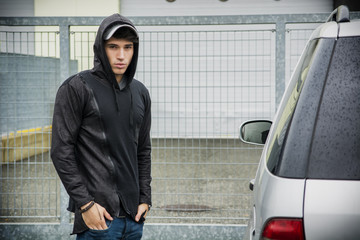 Young man in a winter anorak with hood © theartofphoto