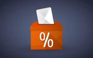 Orange ballot box with a discount sign