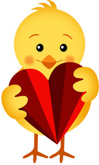 Chick Holding a Heart