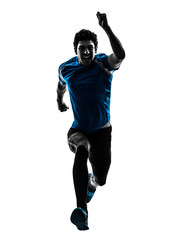man runner sprinter jogger shouting silhouette