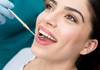 Teeth examined by dentist