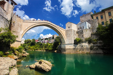 Fototapeta na wymiar Old Bridge of Mostar in Bosnia Herzegovina