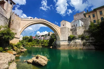 Papier Peint photo Stari Most Old Bridge of Mostar in Bosnia Herzegovina