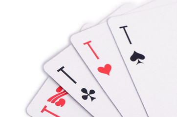 Playing cards isolated on white background