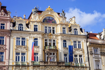 Fototapeta na wymiar historic house at Old Town Square in Prague, Czech Republic