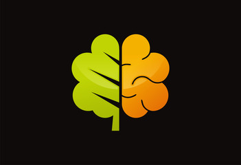 Brain ecology leaf fresh idea logo vector