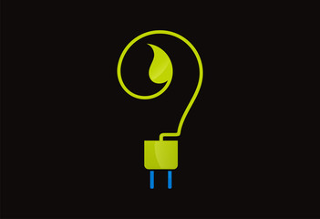 Lamp and plug ecology logo vecror