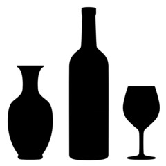 Weinflasche mit Weinglas Silhouette