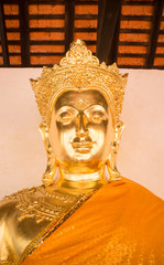 Beautiful buddha image at buddhism temple in Lamphun, Thailand