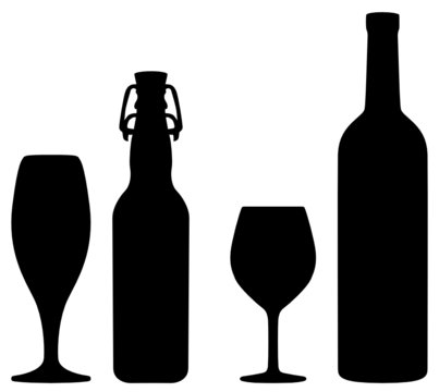 Bier und Wein Silhouetten