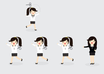 Wind-Up Business woman Concept
