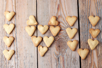 I love you text making with heart cookies for Valentine's day