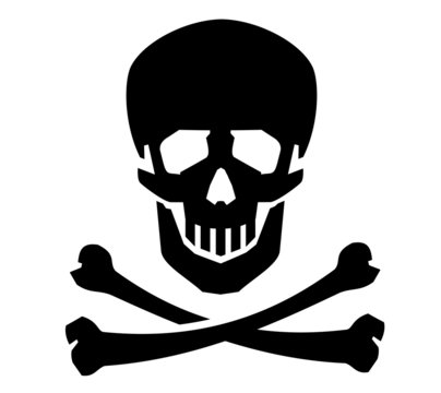 Jolly Roger vector logo design template. human skull or dead