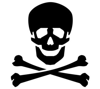 Jolly Roger vector logo design template. human skull or