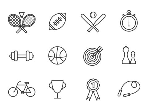Sport line vector icons set
