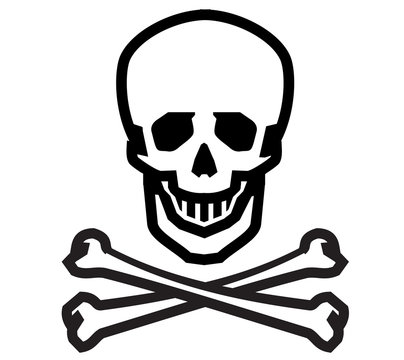 Jolly Roger vector logo design template. human skull, danger or