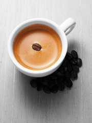 Cup of hot espresso coffee
