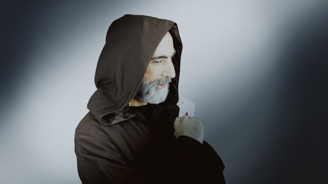 Friar ace in sleeve medium shot