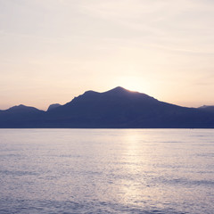 Beautiful sunset on Black sea.Special toned photo