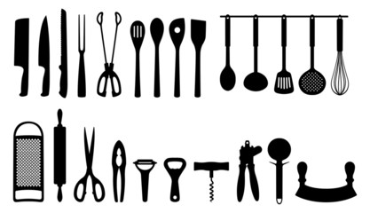 Küchenhelfer Silhouetten Set